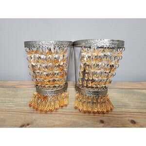 Drapery Sconce Corbels Curtain Rod Swag Holders Beaded Set Of 2 Retro MCM